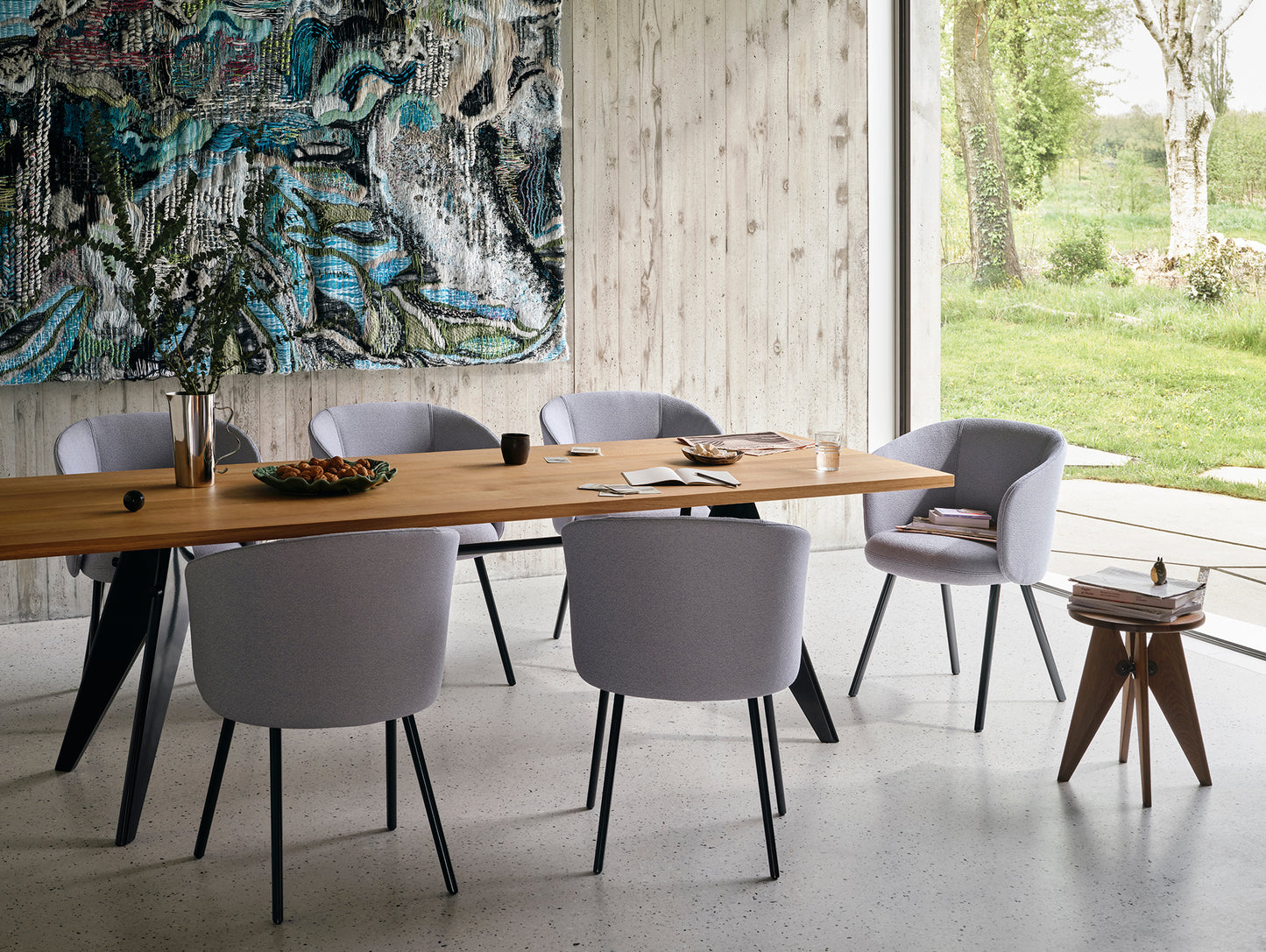 EM Table (Solid Oak Tabletop) by Vitra - Solid Oak / Deep Black Base