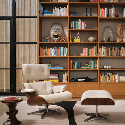 Eames Lounge Chair by Vitra - White Pigmented Walnut / Premium Leather F73 Clay
