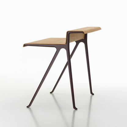 Courier Desk by Vitra - Light Oak Veneer Tabletop / Dark Bordeaux Aluminium Base