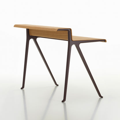 Courier Desk by Vitra - Light Oak Veneer Tabletop / Dark Bordeaux Aluminium Base