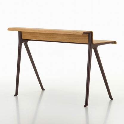 Courier Desk by Vitra - Light Oak Veneer Tabletop / Dark Bordeaux Aluminium Base
