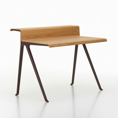 Courier Desk by Vitra - Light Oak Veneer Tabletop / Dark Bordeaux Aluminium Base
