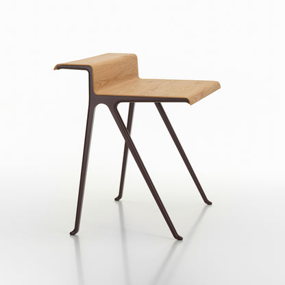 Courier Desk by Vitra - Light Oak Veneer Tabletop / Dark Bordeaux Aluminium Base