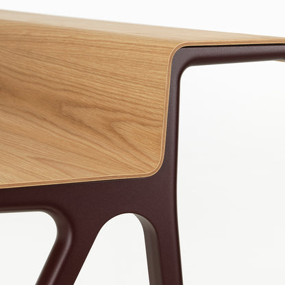 Courier Desk by Vitra - Light Oak Veneer Tabletop / Dark Bordeaux Aluminium Base