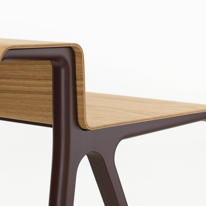 Courier Desk by Vitra - Light Oak Veneer Tabletop / Dark Bordeaux Aluminium Base