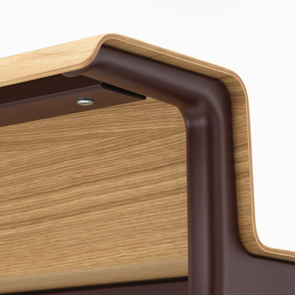 Courier Desk by Vitra - Light Oak Veneer Tabletop / Dark Bordeaux Aluminium Base