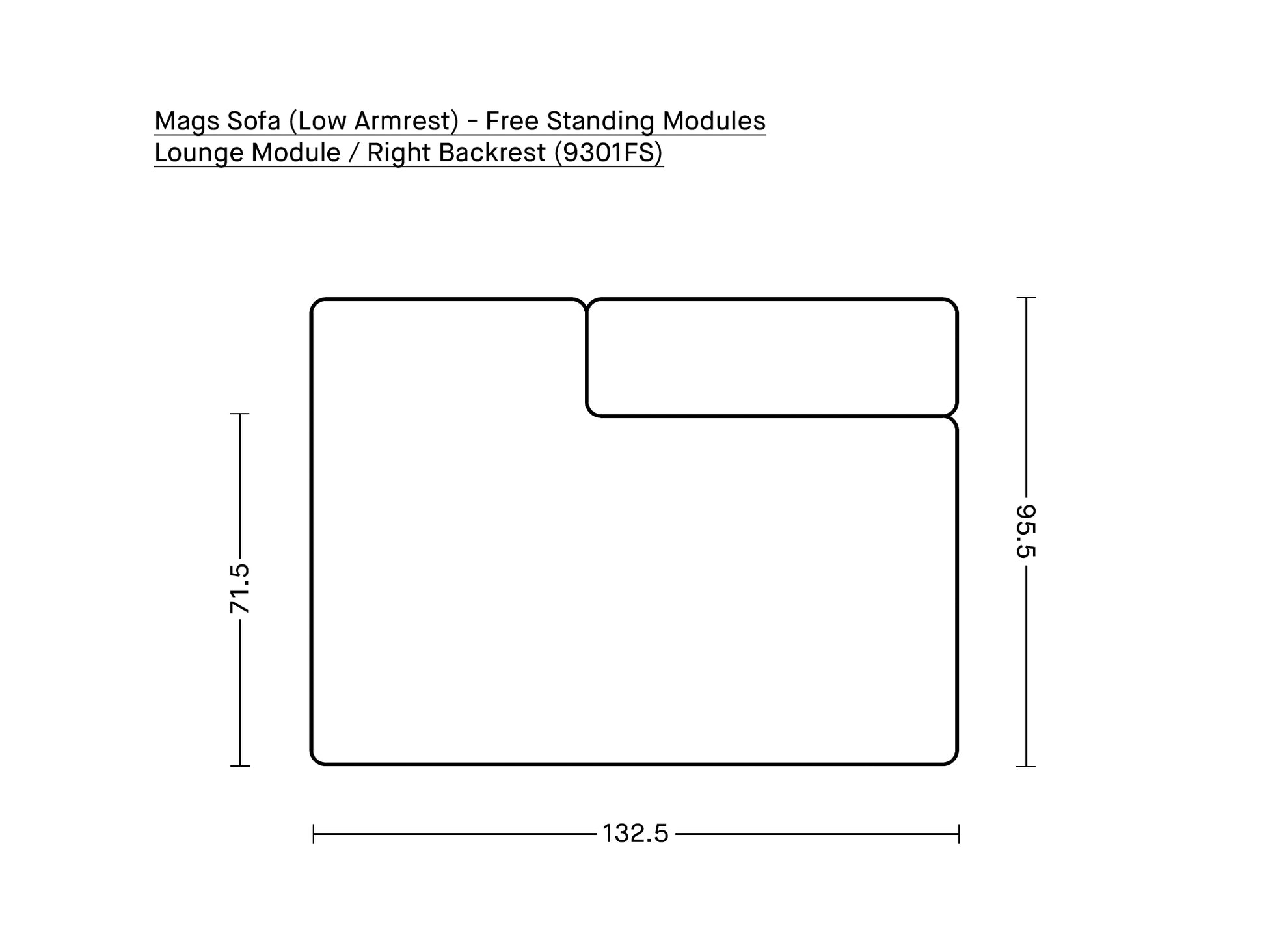 Mags Sofa (Low Armrest) - Free Standing Modules by HAY / Lounge Module / Right Backrest (9301FS)