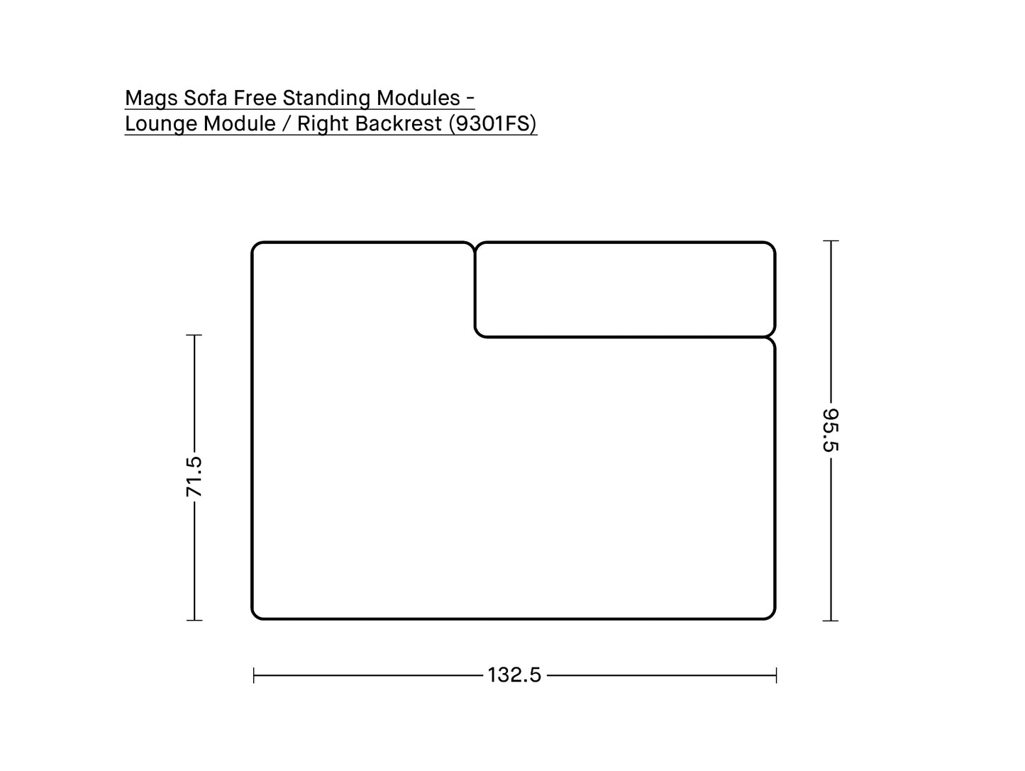 Mags Sofa - Free Standing Modules by HAY - Lounge Module / Right Backrest (9301FS)