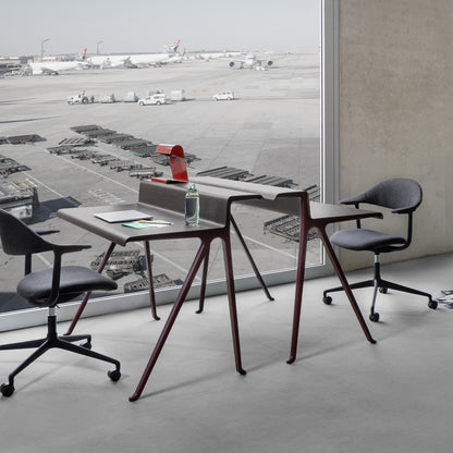 Courier Desk by Vitra - Dark Oak Veneer / Dark Bordeaux Aluminium Base