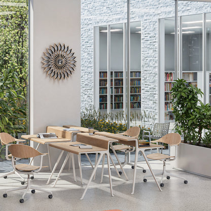 Courier Desk by Vitra - Light Oak Veneer Tabletop / Chalk Aluminium Base