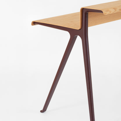 Courier Desk by Vitra - Light Oak Veneer Tabletop / Dark Bordeaux Aluminium Base