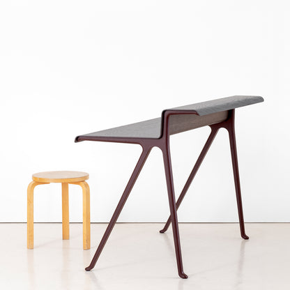 Courier Desk by Vitra - Dark Oak Veneer / Dark Bordeaux Aluminium Base