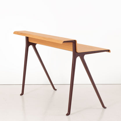 Courier Desk by Vitra - Light Oak Veneer Tabletop / Dark Bordeaux Aluminium Base
