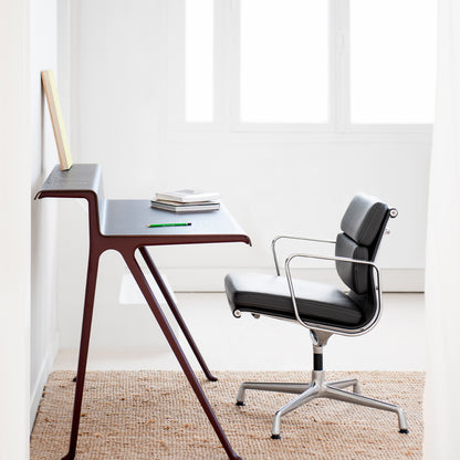 Courier Desk by Vitra - Dark Oak Veneer / Dark Bordeaux Aluminium Base