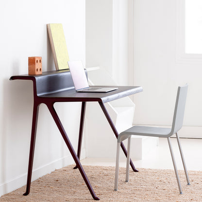 Courier Desk by Vitra - Dark Oak Veneer / Dark Bordeaux Aluminium Base