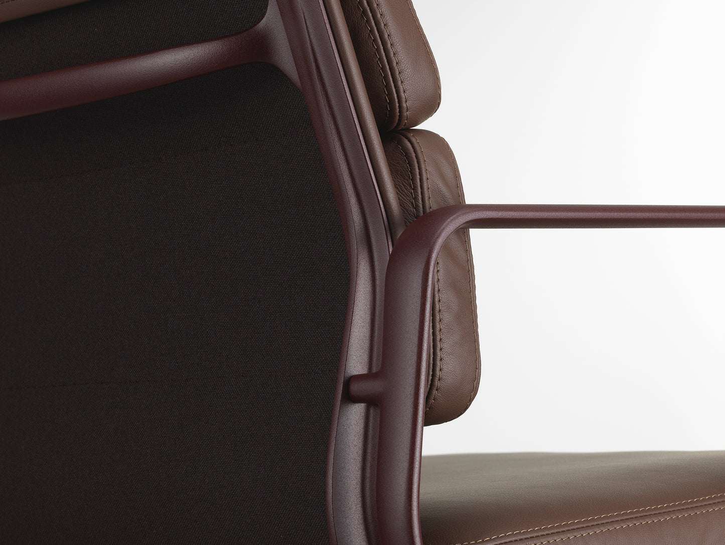 Soft Pad Conference Chair EA 208 by Vitra - Dark Bordeaux Powder-Coated Aluminium / Seat: Marron Premium F Leather / Back: Plano Brown (L50)