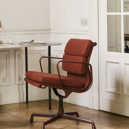 Soft Pad Conference Chair EA 208 by Vitra - Dark Bordeaux Powder-Coated Aluminium / Cosy 2 Chestnut (F80)