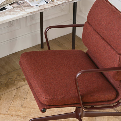 Soft Pad Conference Chair EA 208 by Vitra - Dark Bordeaux Powder-Coated Aluminium / Cosy 2 Chestnut (F80)