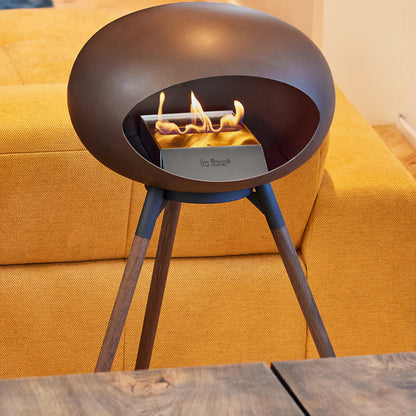 Ground High Fireplace by Le Feu - Mocca Dome / Black Bowl / Smoked Oak Base