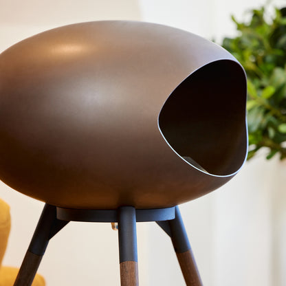 Ground High Fireplace by Le Feu - Mocca Dome / Black Bowl / Smoked Oak Base