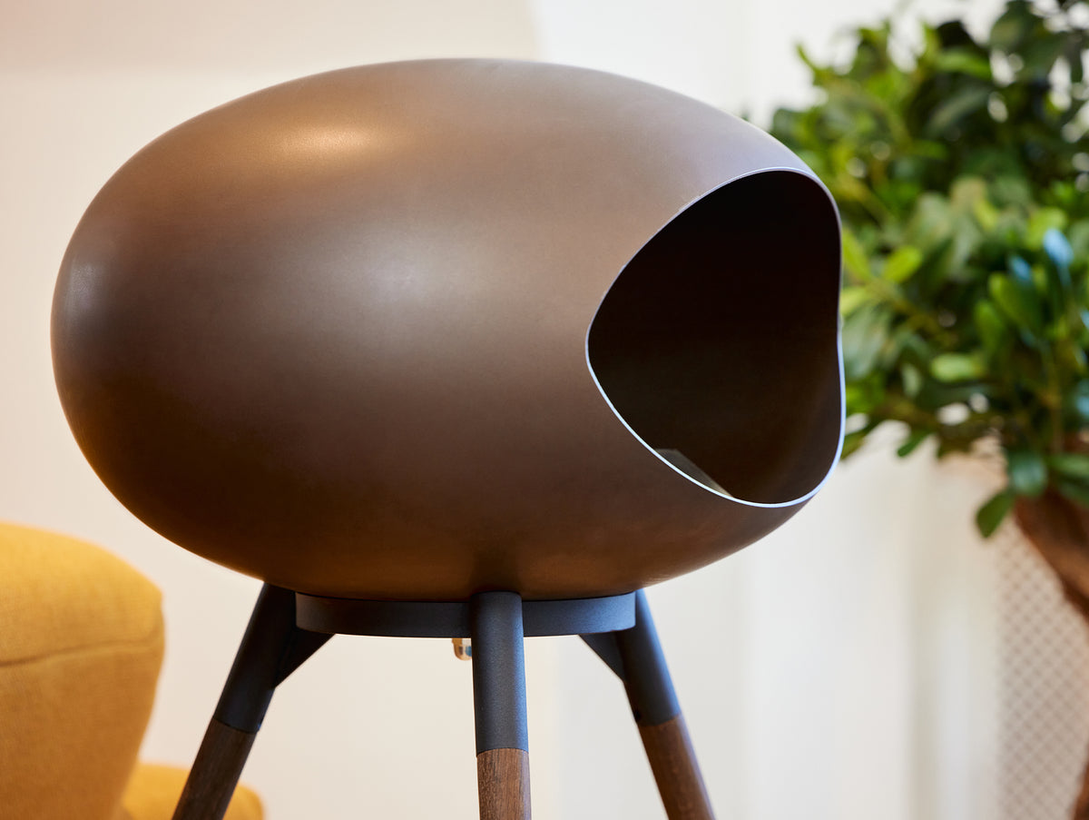 Ground High Fireplace by Le Feu - Mocca Dome / Black Bowl / Smoked Oak Base