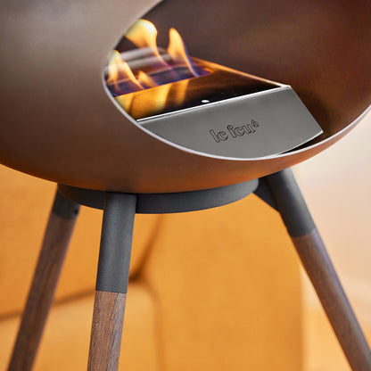 Ground High Fireplace by Le Feu - Mocca Dome / Black Bowl / Smoked Oak Base