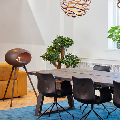 Ground High Fireplace by Le Feu - Mocca Dome / Black Bowl / Smoked Oak Base