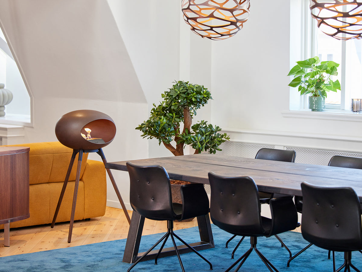 Ground High Fireplace by Le Feu - Mocca Dome / Black Bowl / Smoked Oak Base