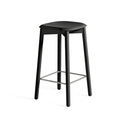 Soft Edge 82 Stool by HAY - H65 / Soft Black Lacquered Oak Base / Soft Black Oak Seat