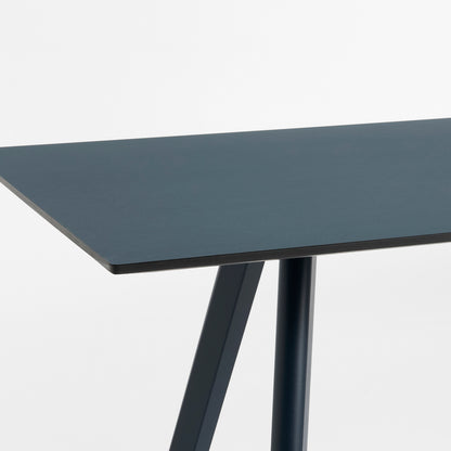 Copenhague Dining Table CPH30 by HAY / Deep Blue Lacquered Oak (Water-Based) / Smokey Blue Linoleum (Forbo 4179) Tabletop