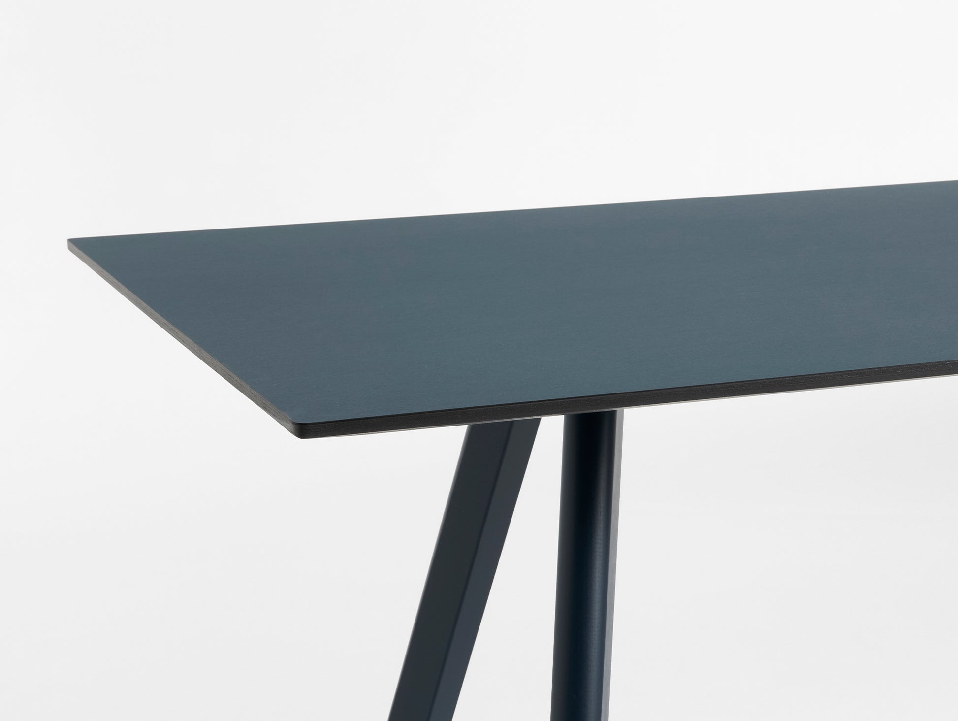 Copenhague Dining Table CPH30 by HAY / Deep Blue Lacquered Oak (Water-Based) / Smokey Blue Linoleum (Forbo 4179) Tabletop