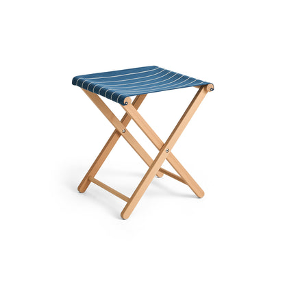 Outdoor Market Folding Stool by HAY - Blue with Beige Stripe