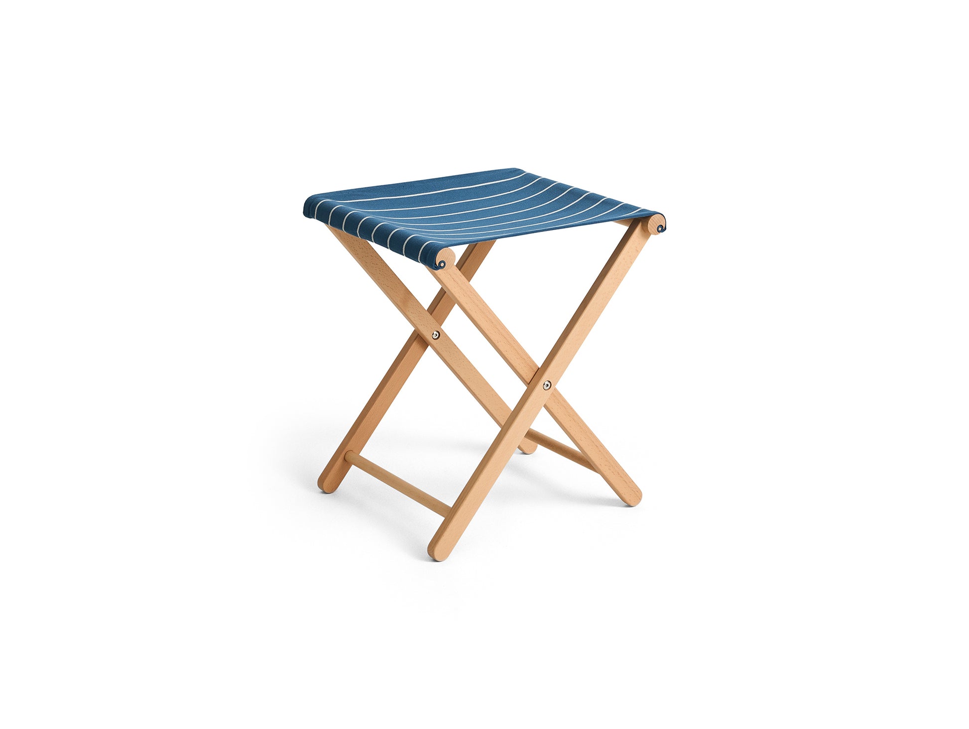 Outdoor Market Folding Stool by HAY - Blue with Beige Stripe