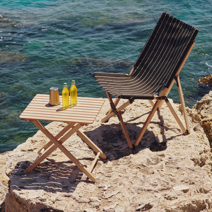 Outdoor Market Folding Chair by HAY - Black with Beige Stripe