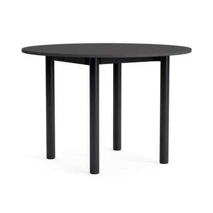 Annex Table Round by HAY - Diameter: 110 cm / Dark Grey Linoleum Top / Solid Black Oak Legs