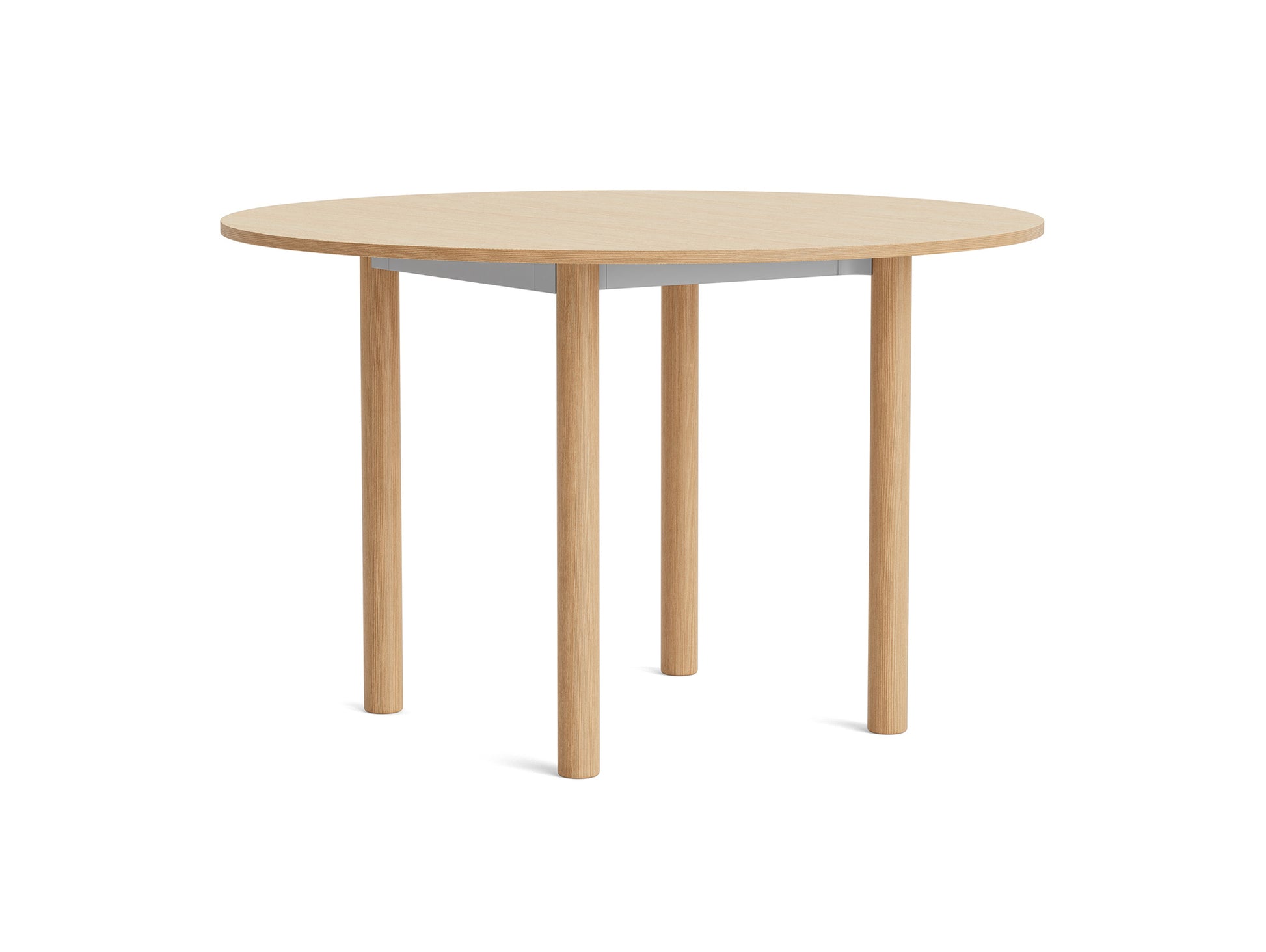 Annex Table Round by HAY - Diameter: 120 cm / Oak Veneer Tabletop / Solid Oak Legs / Anodised Aluminium Apron