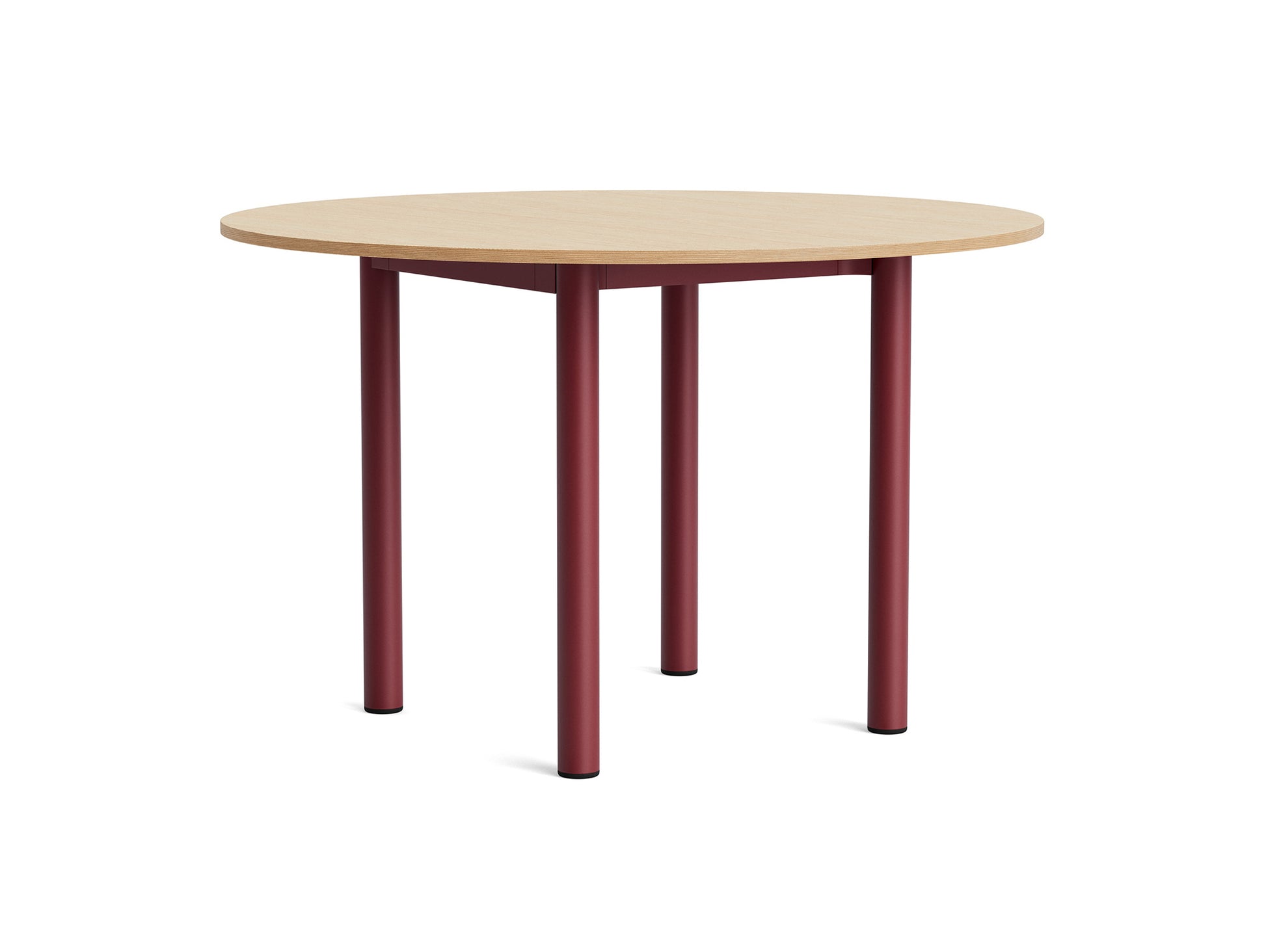Annex Table Round by HAY - Diameter: 120 cm / Oak Veneer Tabletop / Barn Red Aluminium Legs