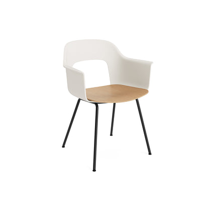 Layout Armchair 211 Metal Base by HAY - Black Steel Base / Cream White / Oak