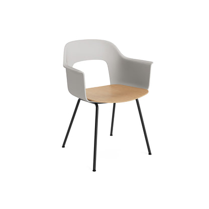 Layout Armchair 211 Metal Base by HAY - Black Steel Base / Sky Grey / Oak