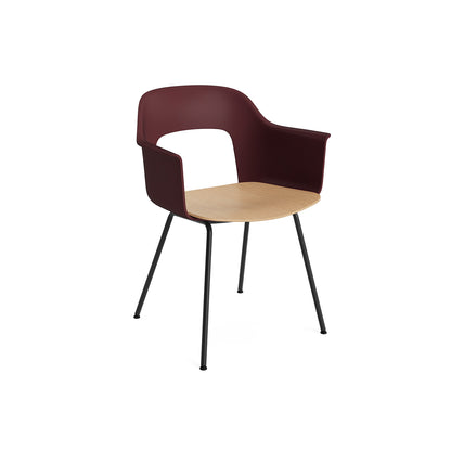 Layout Armchair 211 Metal Base by HAY - Black Steel Base / Bordeaux / Oak