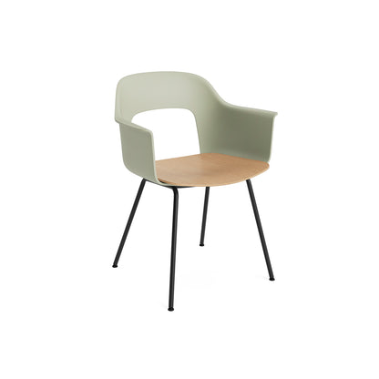 Layout Armchair 211 Metal Base by HAY - Black Steel Base / Pastel Green / Oak