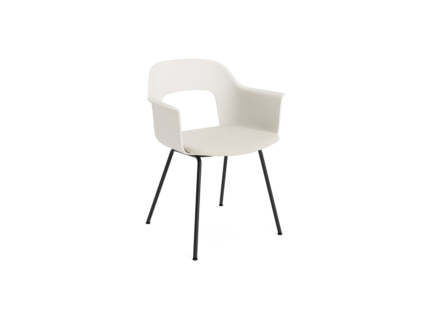 Layout Armchair Upholstered 213 Metal Base by HAY - Black Steel Base / Cream White  / Mode 011