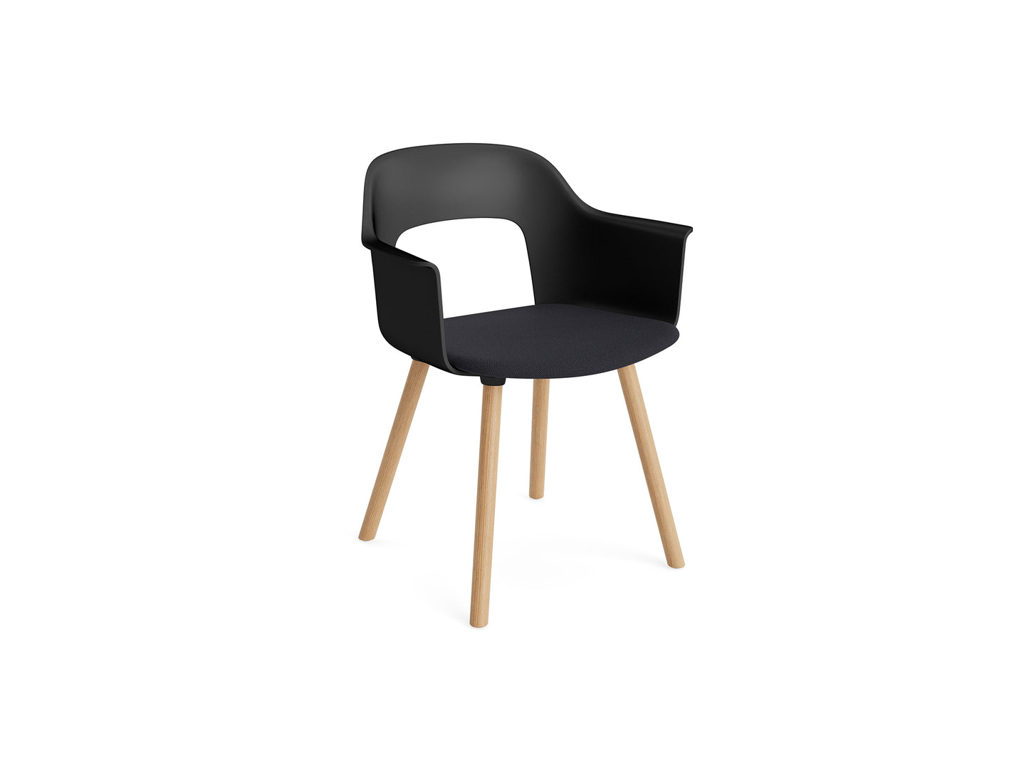 Layout Armchair 223 by HAY - Lacquered Oak Base /  Black Shell / Steelcut Trio 195
