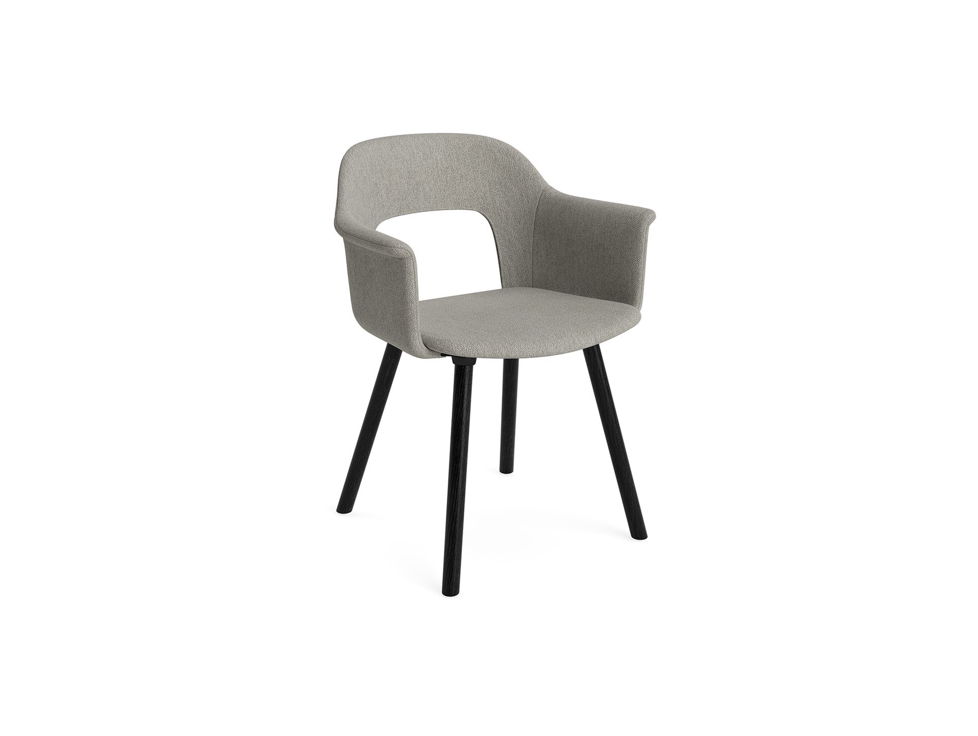 Layout Armchair 224 by HAY - Black Lacquered Oak Base / Turf Light Grey 