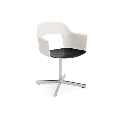 Layout Armchair 232 Swivel Base by HAY - Polished Aluminium Base / Cream White / Black Oak