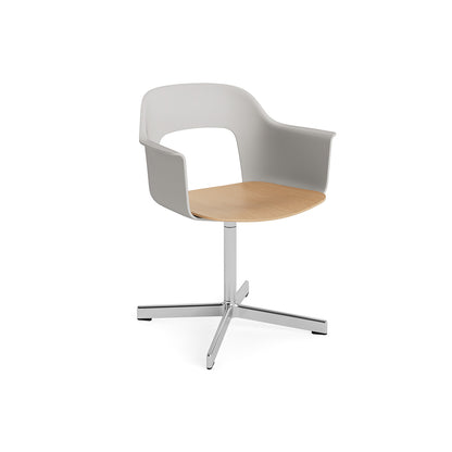 Layout Armchair 232 Swivel Base by HAY - Polished Aluminium Base / Sky Grey / Oak