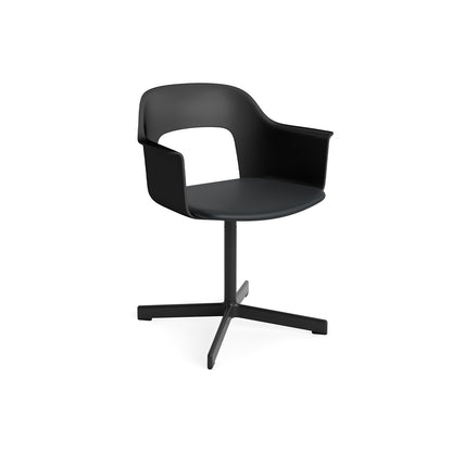 Layout Armchair 233 - Swivel Base by HAY - Black Aluminium Base / Black / Black Grano Leather