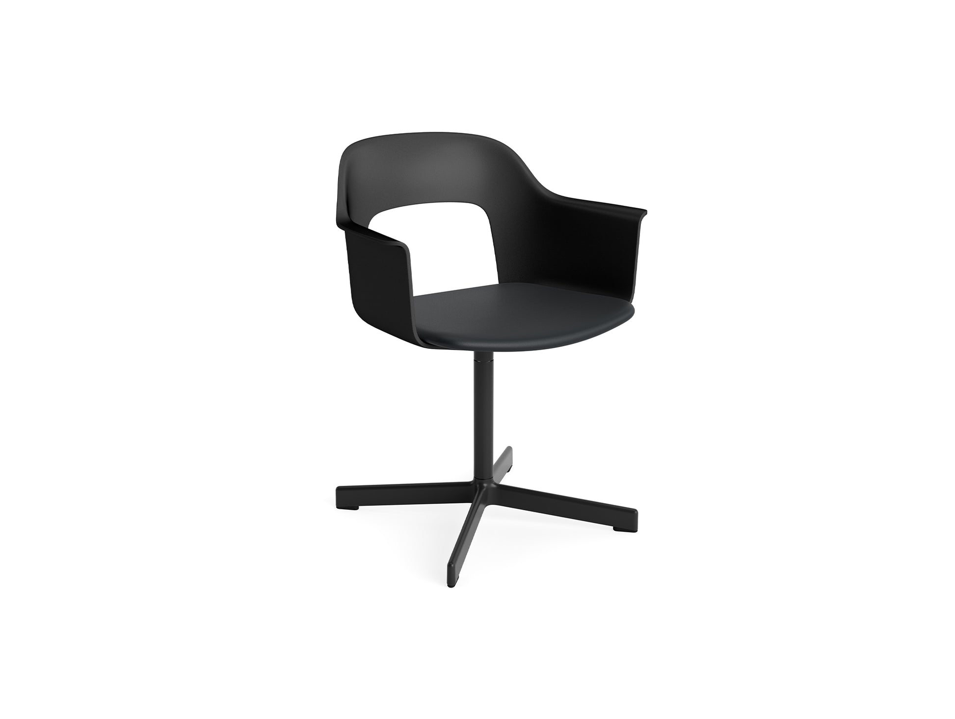 Layout Armchair 233 - Swivel Base by HAY - Black Aluminium Base / Black / Black Grano Leather