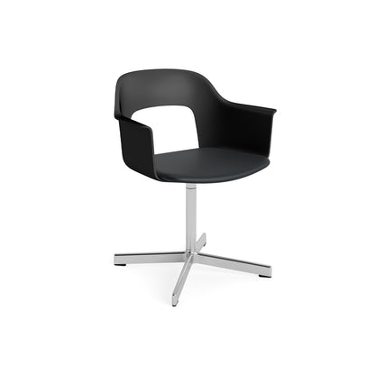 Layout Armchair 233 - Swivel Base by HAY - Polished Aluminium Base / Black / Black Grano Leather