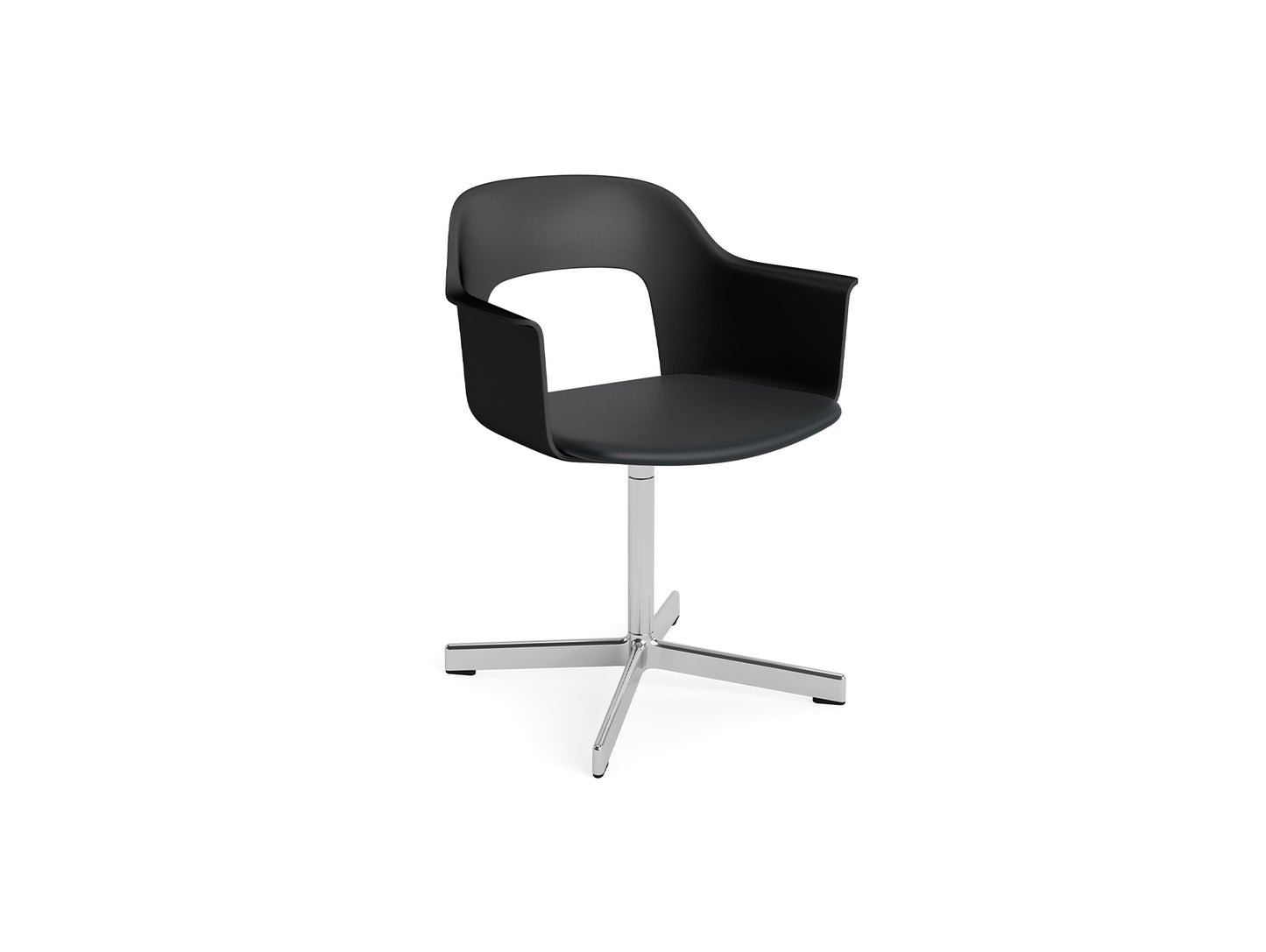 Layout Armchair 233 - Swivel Base by HAY - Polished Aluminium Base / Black / Black Grano Leather